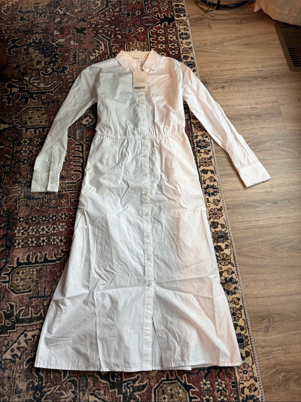 Everlane White Long Sleeve Button-Front Shirt Dress